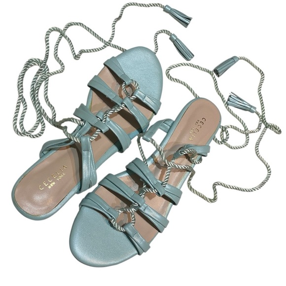 CECELIA NEW YORK Shoes - Cecelia New York Mint Tie Sandals Size 9.5